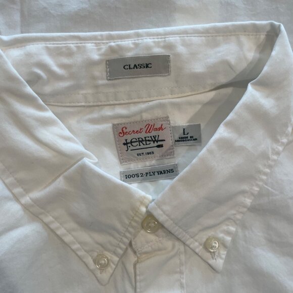 J.Crew Men's Sz L White Secret Wash Shirt Cotton Poplin Classic Fit BJ706 - Picture 2 of 12